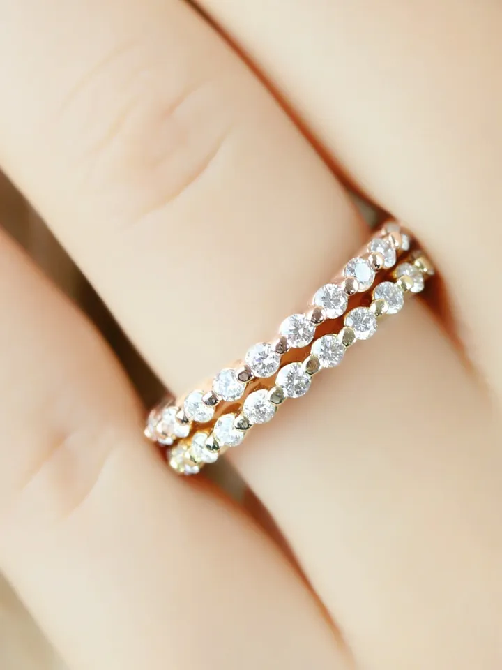 STACKING RING SET | Diamond Wedding Ring Set | Women Eternity Stackable Rings Band | Gift For Wedding | White Moissanite Diamond Ring