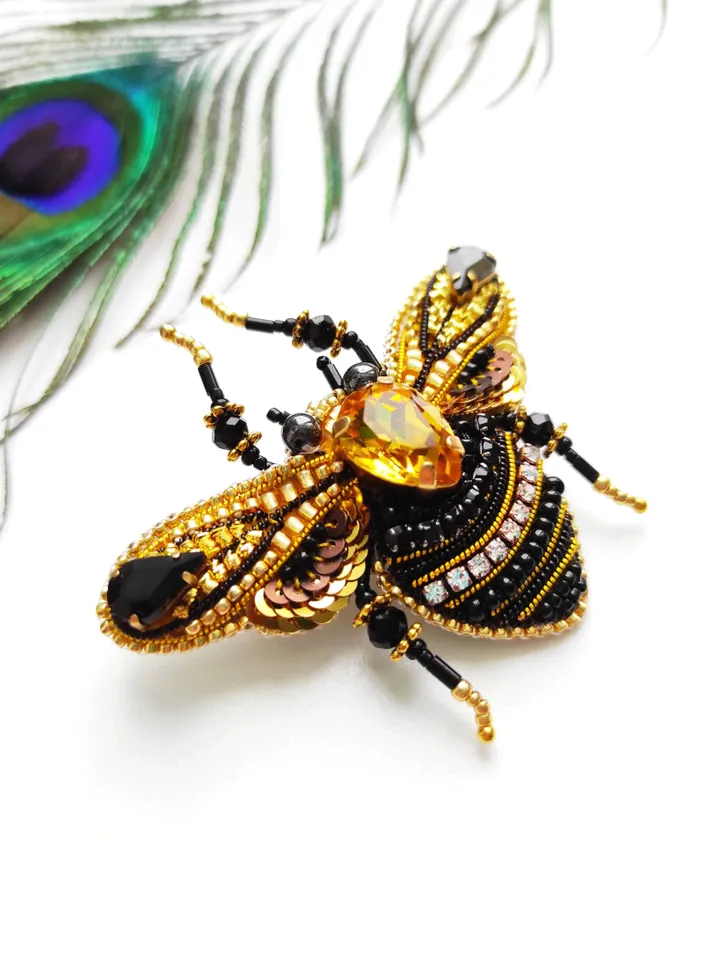 Beaded insect brooch, insect pin, mooth brooch, butterfly brooch, bug pin, bee brooch, bug brooch, insects, madam toto