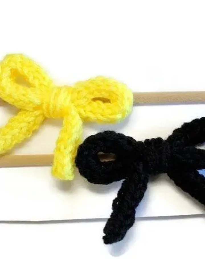 Black and Yellow Tied Yarn Bows on Nylon Headband Set of 2, Baby Shower Gifts Ideas, New Baby Head Wrap, Hair Ties for Little Girl, One Size