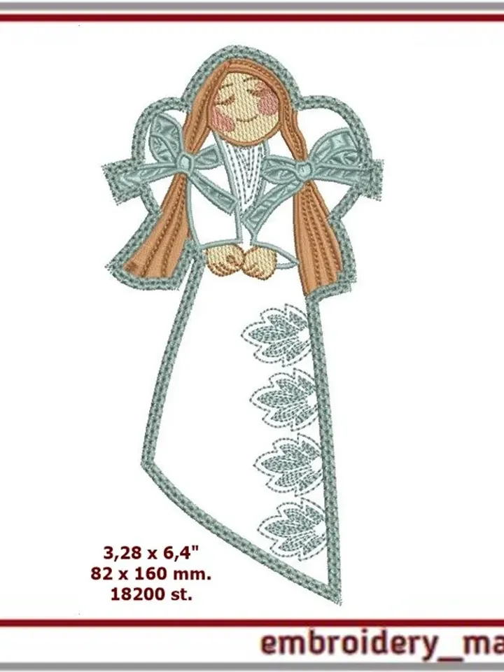 In the hoop Guardian angel machine embroidery design
