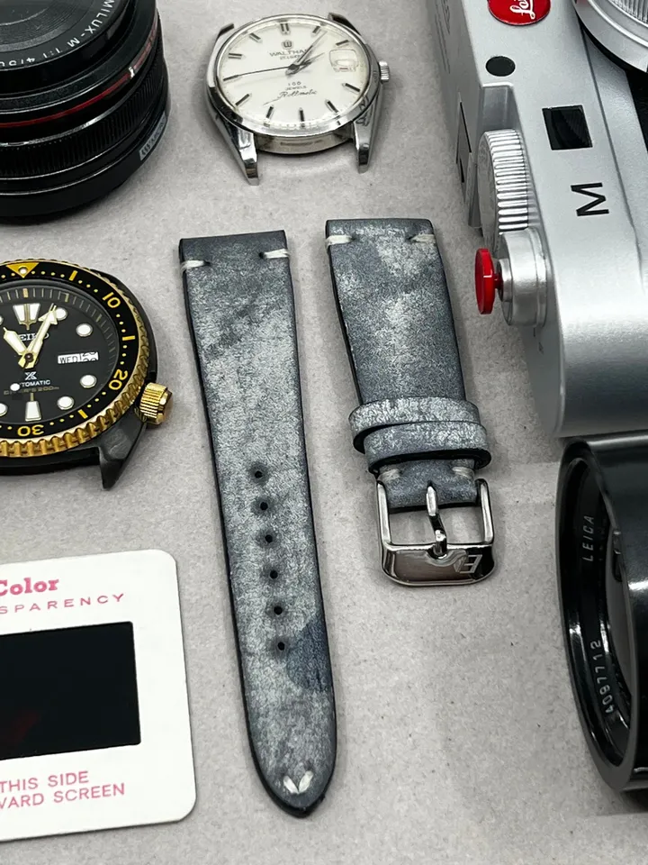 Leather watch strap 20mm, Blue watch strap, Gift Ideas for him, Men Watch Strap, 20mm Watch Strap, 19mm Watch Band 18mm, Smart Watch Band