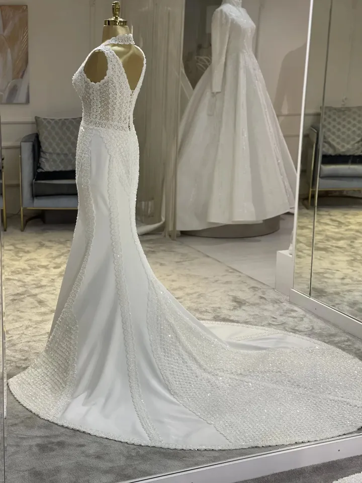 AHUNARE HIJAB - White - Wedding Dress, Muslim Evening Gown, Nikah, Islamic Wedding, Engagement, Bridesmaid