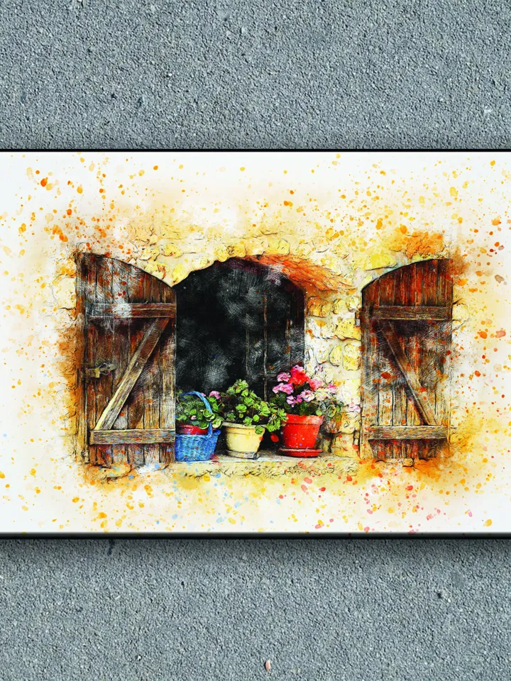 Authentic window Print on Canvas , Floating Frame Option, Modern Wall Art, Extra Large Canvas Wall Art