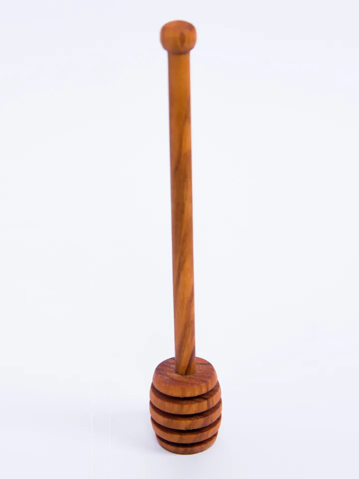 Olive Wood Honey Dipper / Drizzler - Wooden Honey Stick Server - AKwood