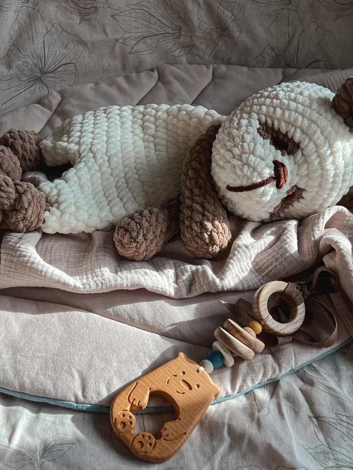 thumbnail image 2 of Apricot Lamb & Black Poodle Security Blanket – Baby Lovey Blanket With Plush Toy, 14x14 Inch Soft Comforter For Infants 2 of 12