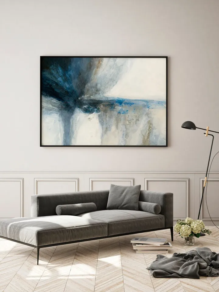 Blue Abstract Textured Painting, Abstract Painting Blue and White, Navy Blue Wall Art, Blue Wall Art, Acrylic Abstract Painting