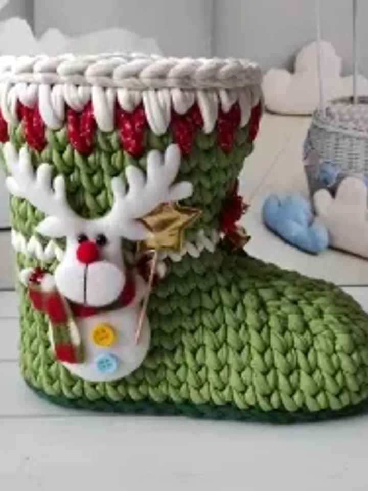 Handmade boots for new year and christmas, sweets basket