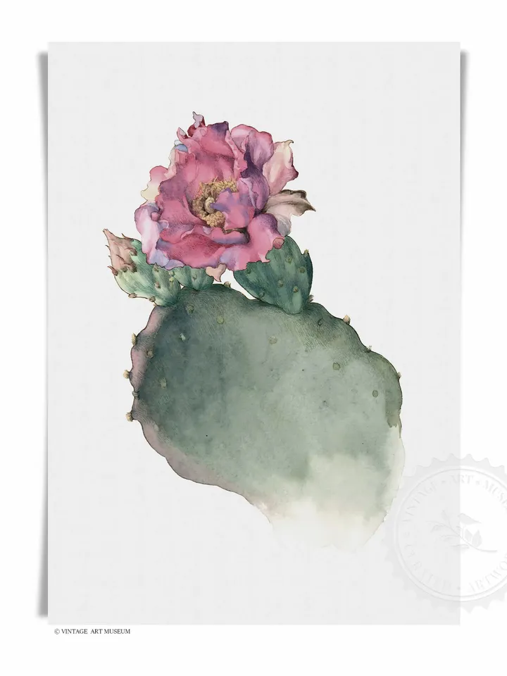 Opuntia Cactus Vintage Print, Botanical Printable Wall Art, Downloadable Decor | 89