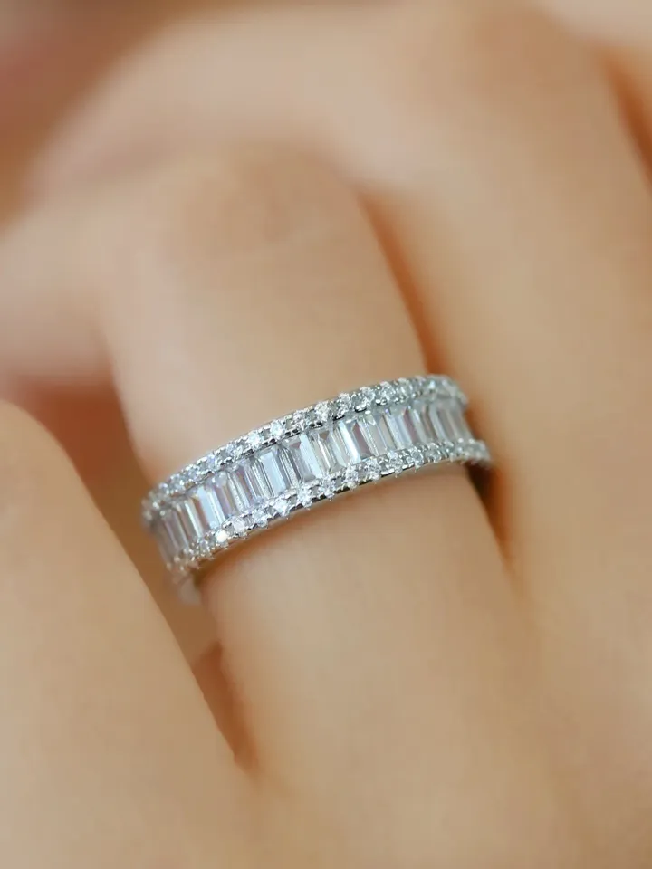 WEDDING RING BANDS | Moissanite Baguette Ring Band | Ring For Engagement | Bridal Wedding Ring | Unique Design 4.5 Ctw 14k Gold Ring
