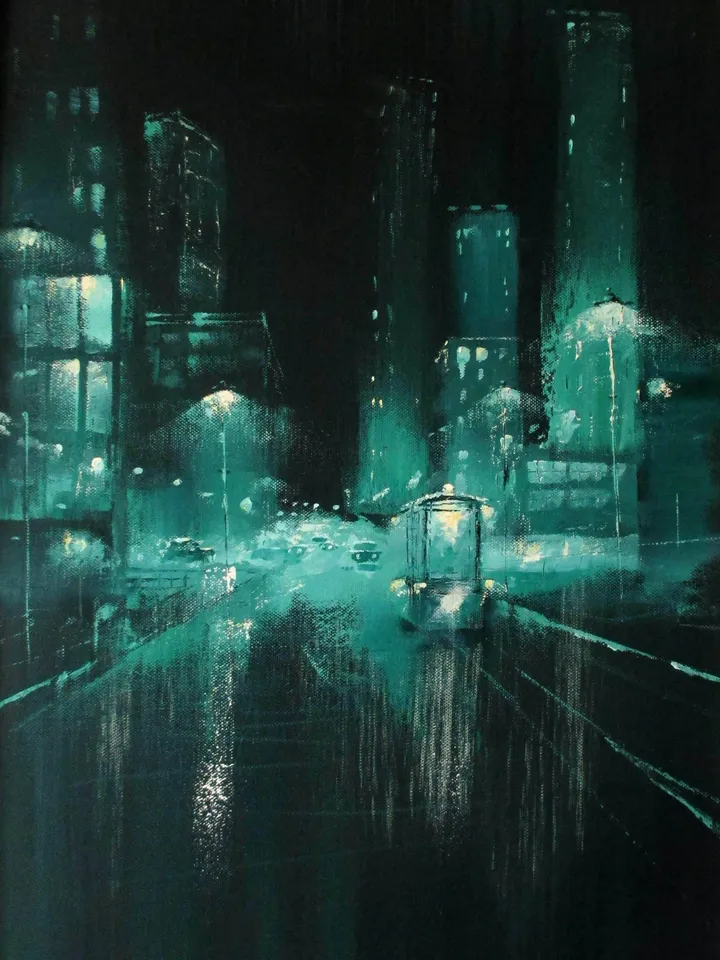 Tokyo Painting ORIGINAL OIL PAINTING on Canvas, Modern City Original Art by "Walperion Paintings"