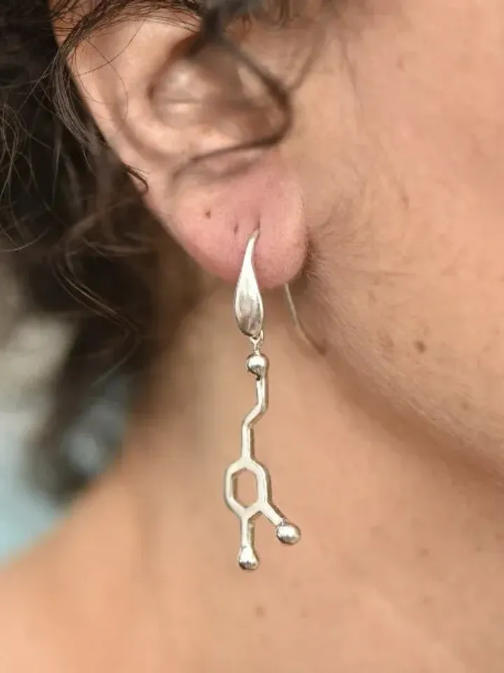 Sterling Silver Dopamine Molecule Earrings