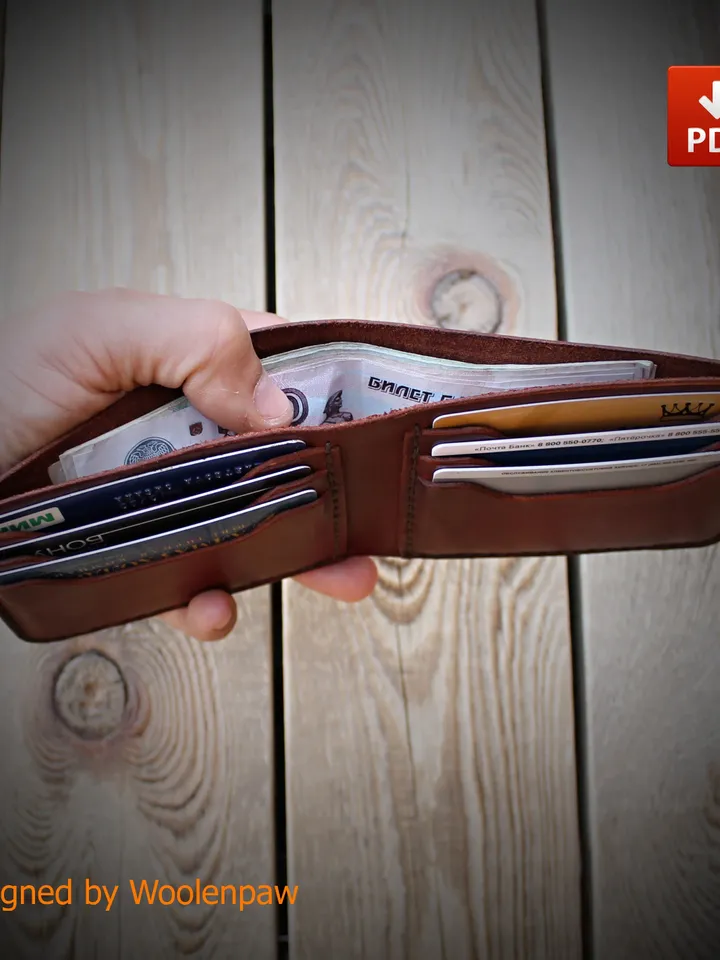 leather pattern - bifold wallet with 5 mm and 4 mm pitch. BF3