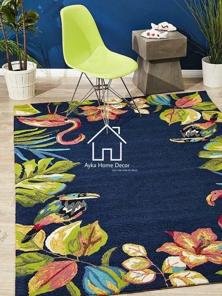 Ayka Bird Hand Tufted 100% Pure Woolen Area Rug For Hall Kitchen Living Room Bed Room Bath Room Dining Room Kids Room Carpet/Christmas Gift