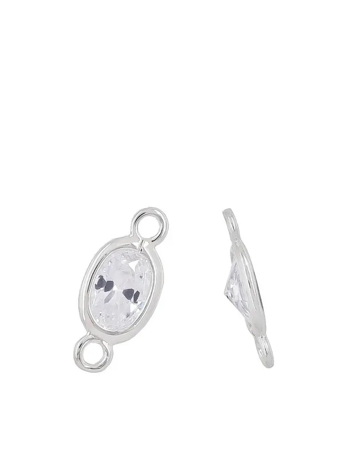 5/10pcs. Sterling Silver Connectors, Great for Jewelry, Oval CZ Connectors, Calibrated CZ Connectors, Jewelry Findings, CZ Link Connector