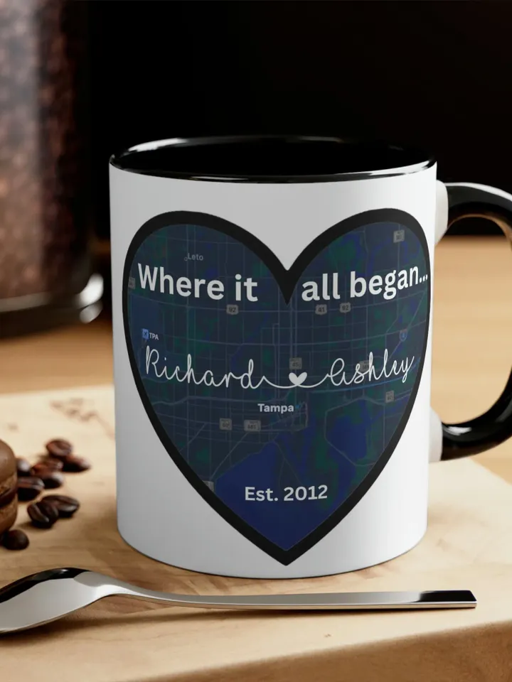 Where it all began Couples Heart Accent Coffee Mug, 11oz