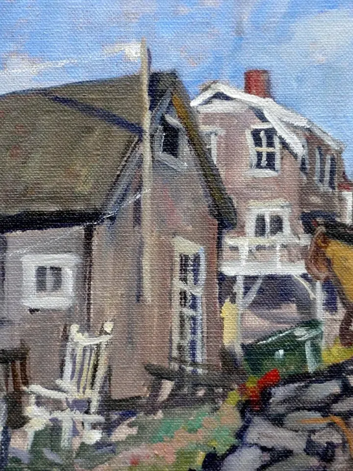 Original Maine Oil Painting Landscape -From Fish Beach/Monhegan- 12x12 Oil on Linen, Plein Air Impressionist Seascape