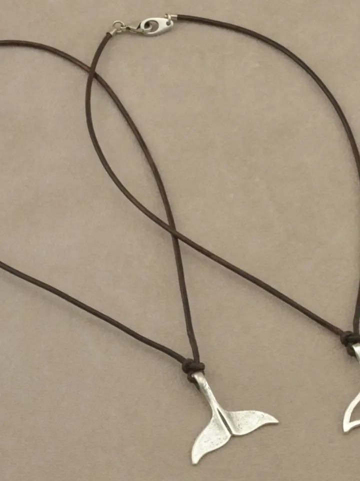Couples Whale Tail Necklace - Matching Jewelry - Gifts for Her and Him - Surfer Beach Necklace - Unisex Holiday Jewelry - Fish Tail Pendant
