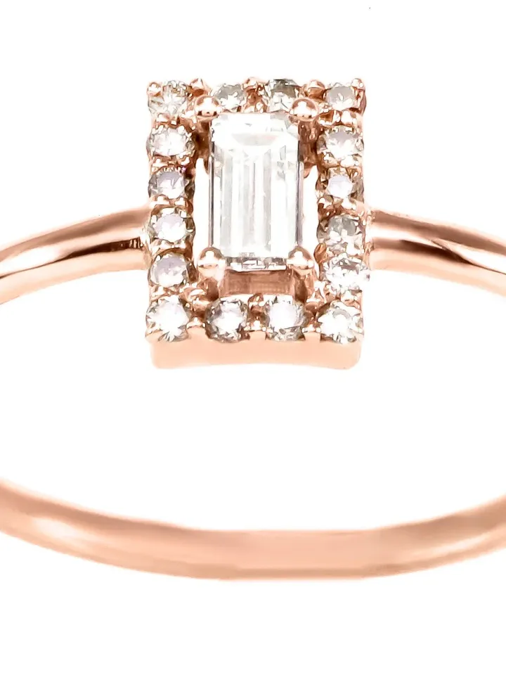 14K Gold Diamond 0,25Ct GVS Baguette Solitaire Engagement Ring, Minimalistic, Stylish, Trendy, Gift for Her, Anniversary, Valentines,Dainty
