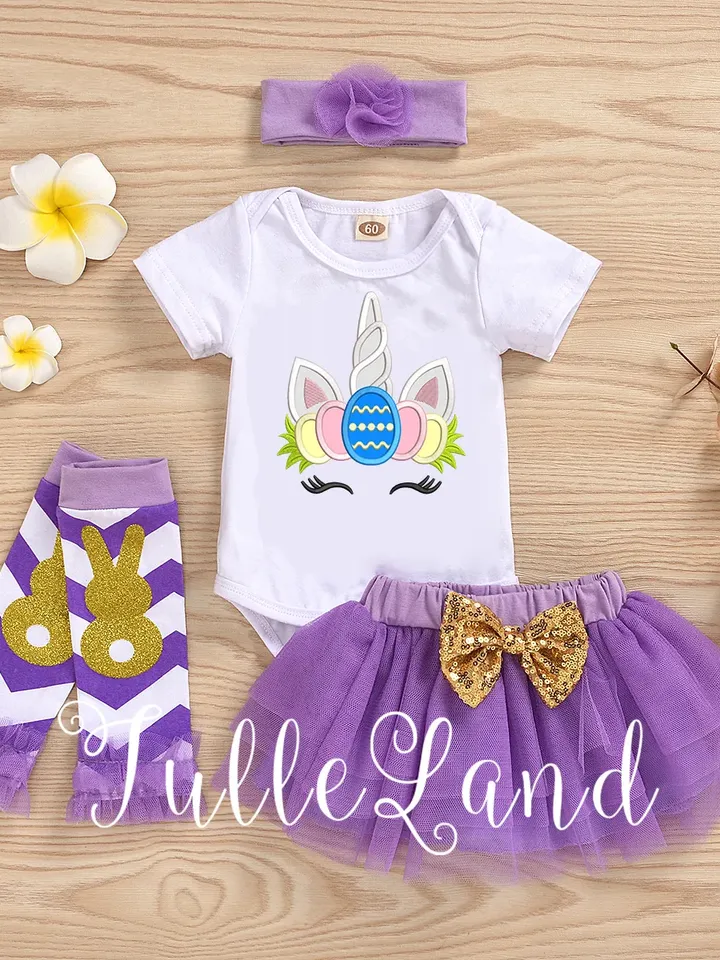 Cute Easter Egg Unicorn 1st Easter day outfit Bunny Rabbit Design applique for Machine Embroidery
