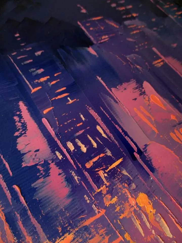 ORIGINAL OIL PAINTING on Canvas, Night City Original Painting Modern Original Art by "Walperion Paintings"