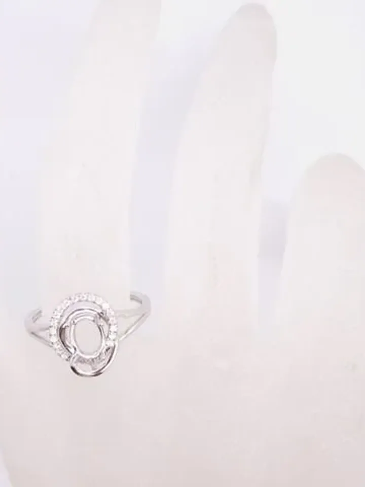 Solid 14K White Gold 4x6MM Oval Shape Semi Mount Ring, Diamond Ring, Gift For Her
