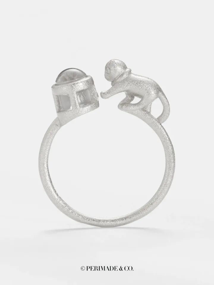 PERIMADE Custom Cat Photo Projection Ring • Personalized Cat Picture Inside Ring • Minimalist Pet Memorial Jewelry • Trendy Best Friend Gift