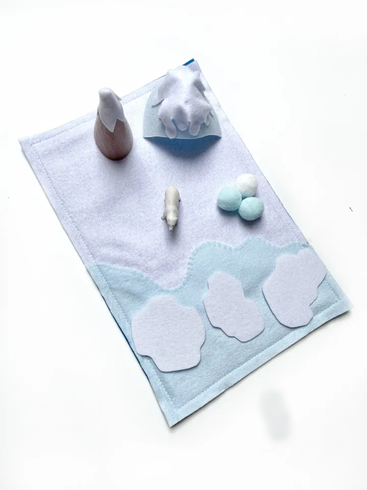 Polar play mat, Arctic playscape, Felt play mat, Arctic small world play, Pretend play toy, Open ended play