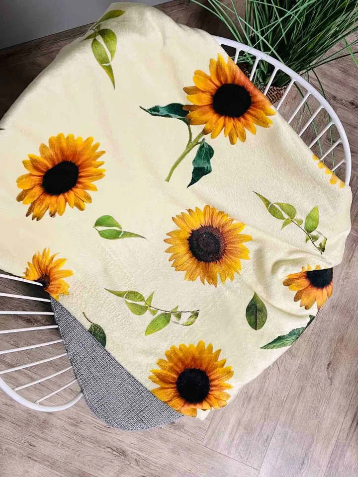 Sunflower throw blanket / floral blanket / yellow blanket / boho blanket / sunflowers fleece / flowers blanket / sunflower decor