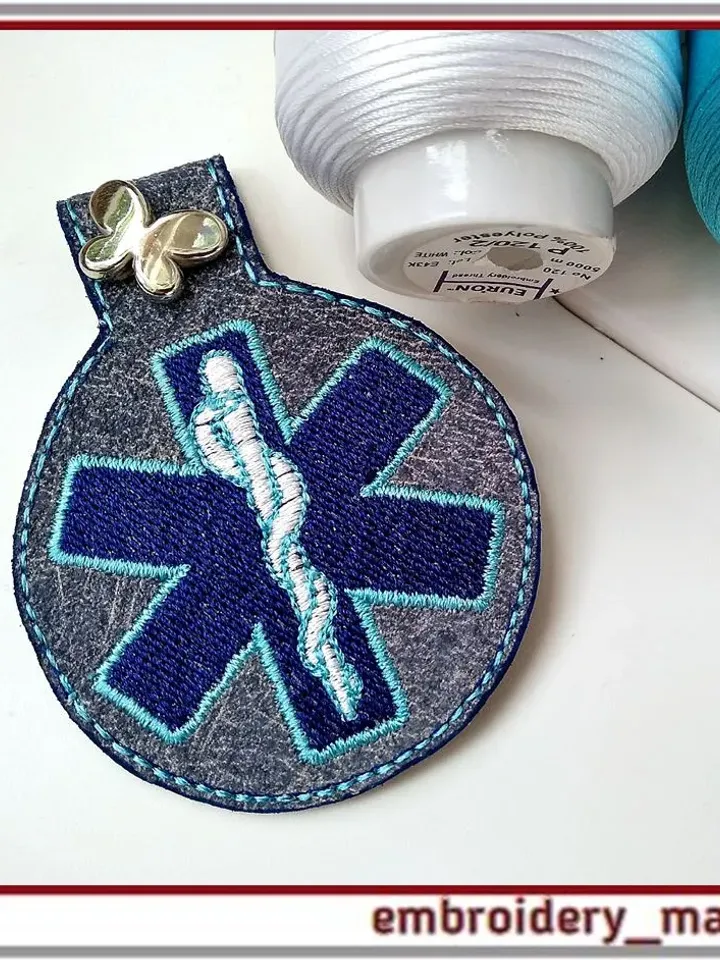 Keychain in the hoop embroidery design with medical symbols