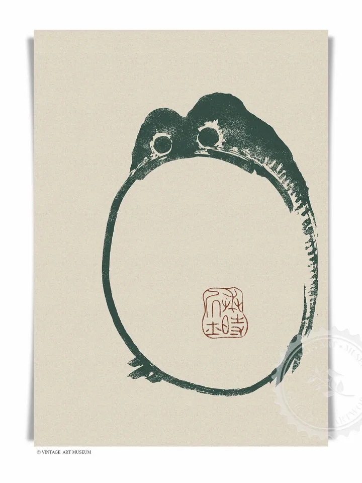 Matsumoto Shoji Japanese Art Frog Print set of 3, Vintage Printable Primitive Decor, Digital Download Japandi Wall Art | 122 S3