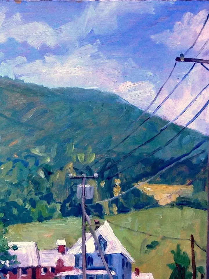 Large Berkshires Landscape Painting - Chenail&#39;s Farm - 18x24 Oil on Panel, Large Plein Air Impressionist Oil Painting, Signed Original