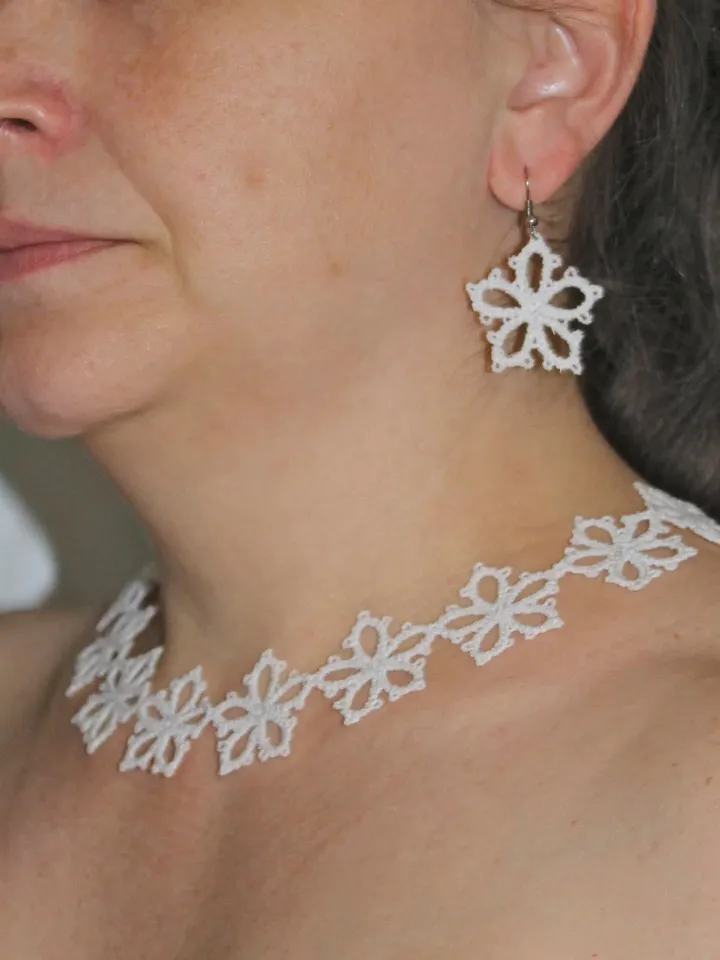 Machine embroidery designs. tatting embroidery design frivolite Necklace and earrings Design. FSL Embroidery Embroidery Instant Download.