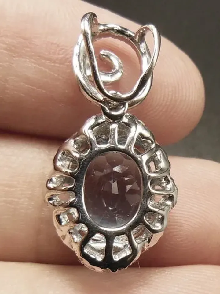 Topaz Pendant - 3.55 Carat Topaz Pendant with Diamonds in Solid 14K White Gold