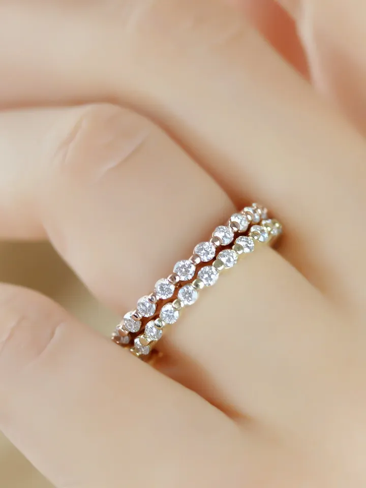 STACKING RING SET | Diamond Wedding Ring Set | Women Eternity Stackable Rings Band | Gift For Wedding | White Moissanite Diamond Ring