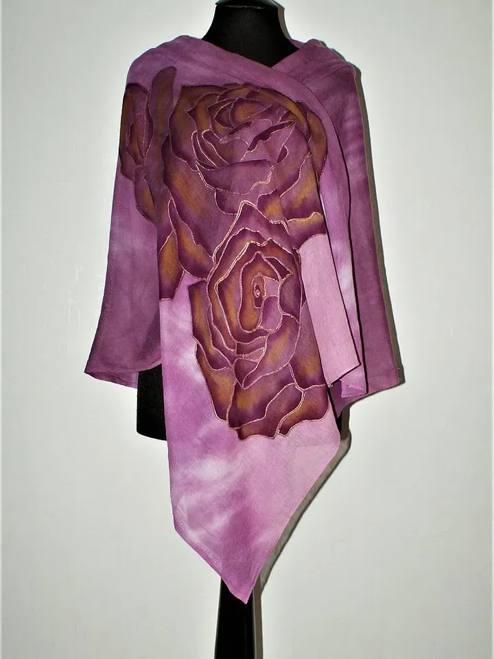 Pure cotton scarf for ladies Long purple floral scarf Cotton shawls and wraps
