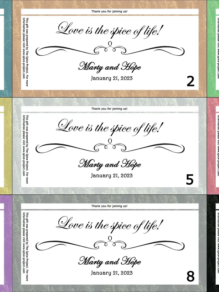 50 Personalized Wedding Favors Seasoning Blend - Pick your border color and flavor - Bride and Groom Gifts for guests - Spice up your day!