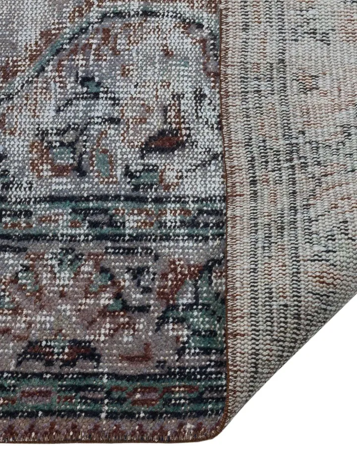 MysticThreads: Handmade Gray Turkish Rug, Vintage Carpet with Intricate Patterns, 153x262cm.