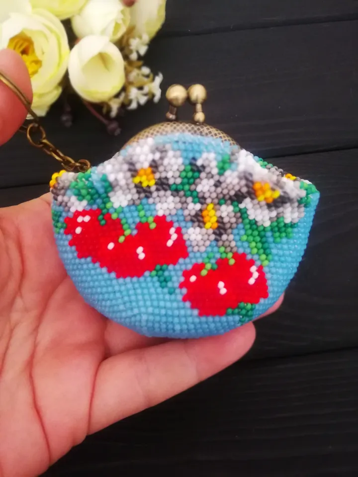 Bead Crochet Pattern, Ladies' Wallet , Cute Purse with a bow for coins