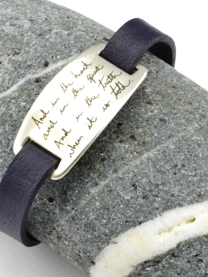 Handwriting Bracelet Leather, Custom Signature Jewelry, Handwritten Bracelet, In Memory of Mom Dad Grandma Grandpa, Memorial Gift Engraved