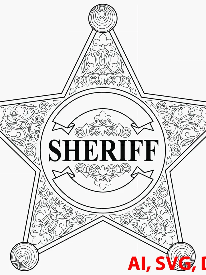 Sheriff Badge, Logo, Seal, Custom, Ai, Vector, SVG, DXF, PNG, Digital