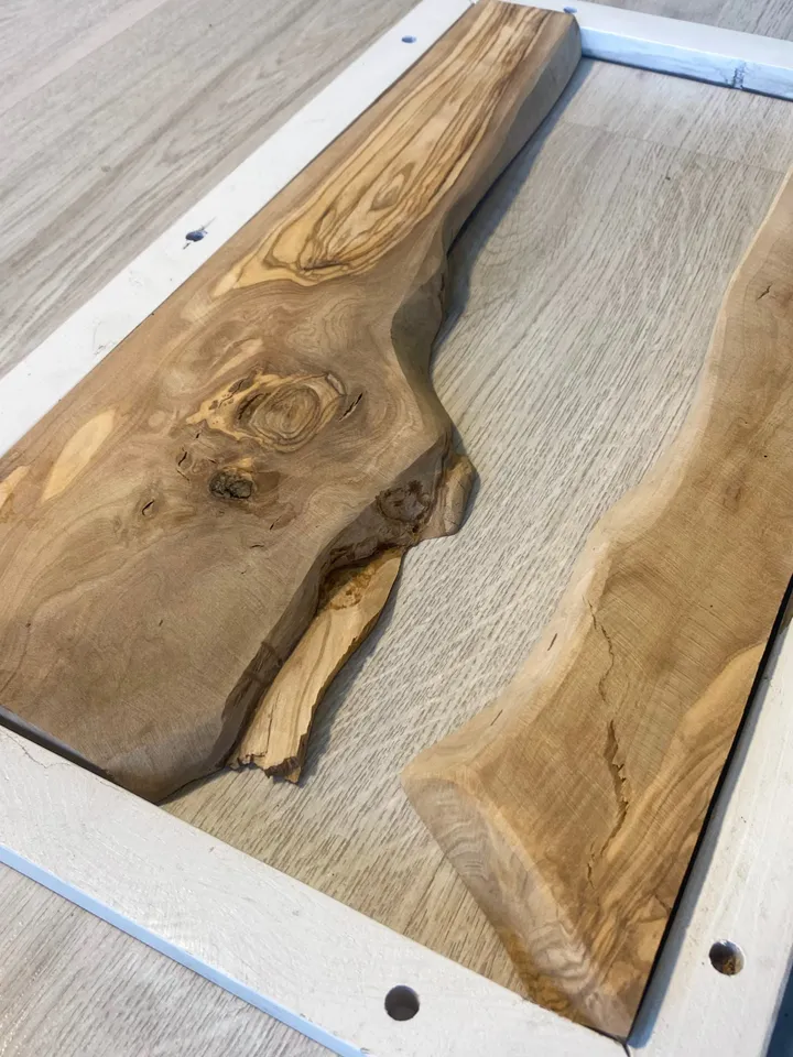 Live Edge Wood Slab, 18&quot; Olive Wood Slab, Epoxy Resin Wood, Raw Wood