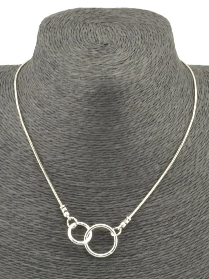 Interlocking Circles Necklace, Dainty Infinity Unity Link Chain Double Circle Layered Jewelry Minimal Gift Mom Bridesmaid Sister Best Friend