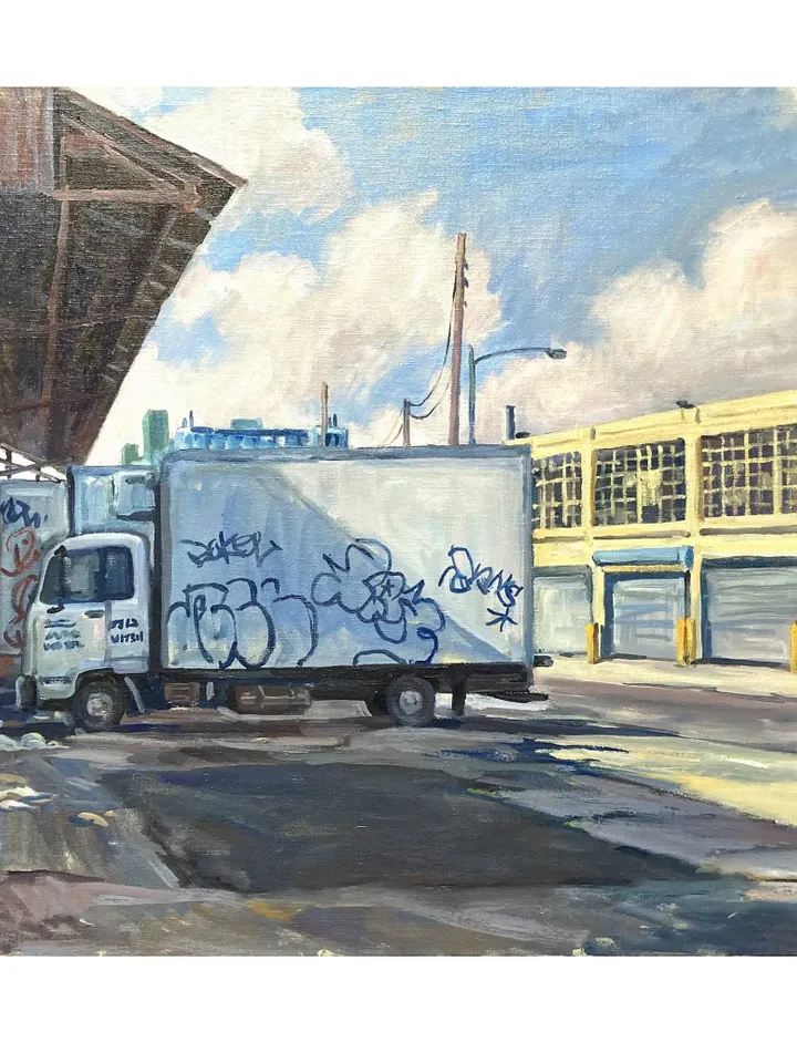 Large Original New York Cityscape Painting -Greenpoint Geometry/Brooklyn NYC- 24x36 Oil on Canvas, Original Impressionist Fine Art