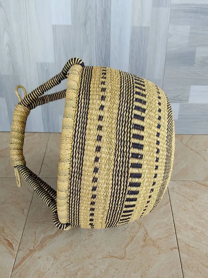 Large Round Ghana Woven Market Basket