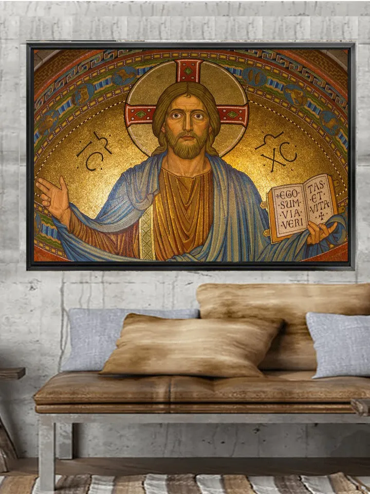 Jesus Christ Print on Canvas , Floating Frame Option, Modern Wall Art, Extra Large Canvas Wall Art