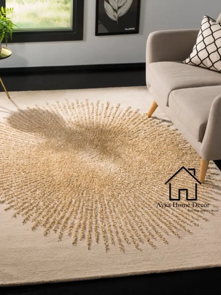 Framis Hand Tufted Woolen & Silk Area Rug For Hall Kitchen Living Room Bed Room Bath Room Dining Room Kid Room Carpet / Hall Rug / Blinking