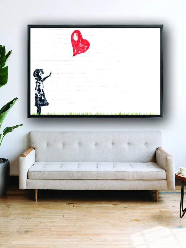 Banksy Red Balloon Girl Print on Canvas , Floating Frame Option, Modern Wall Art, Extra Large Canvas Wall Art