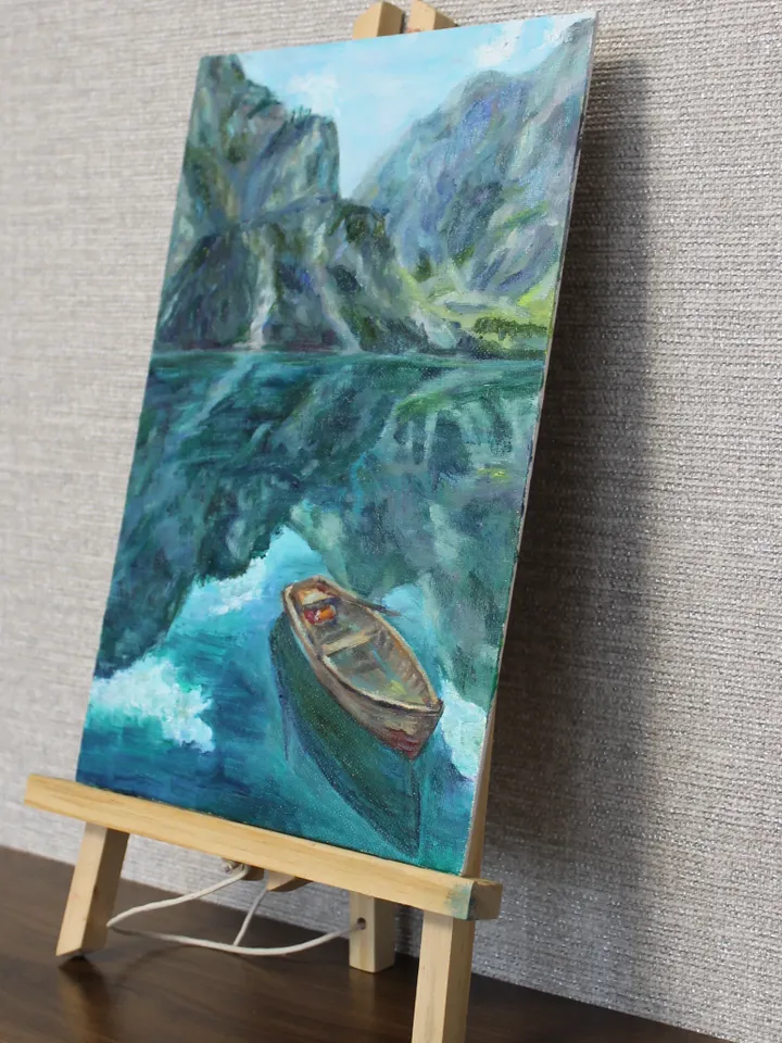 Lake landscape oil painting