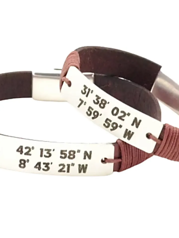 Couples GPS Coordinates Bracelets, Long Distance Relationship Gift Boyfriend Girlfriend, Couples Jewelry Latitude Longitude, Custom Engraved