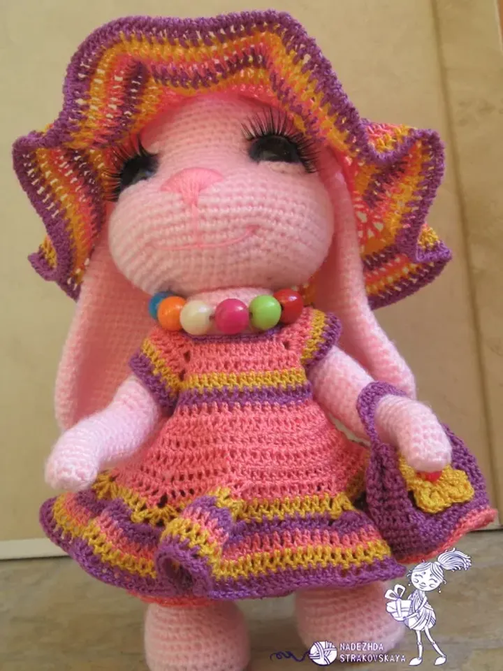 Crochet pattern Set 4 in 1: Bunny Roseatte (crochet and knitting), Bunny Sunny, Bunny In Beret and Bunny in Blue